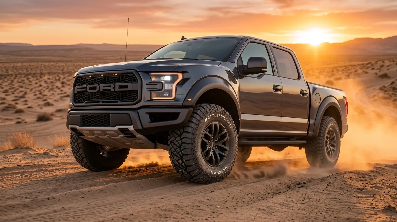 Pickup with Veteran Battlefields XT tires on sand